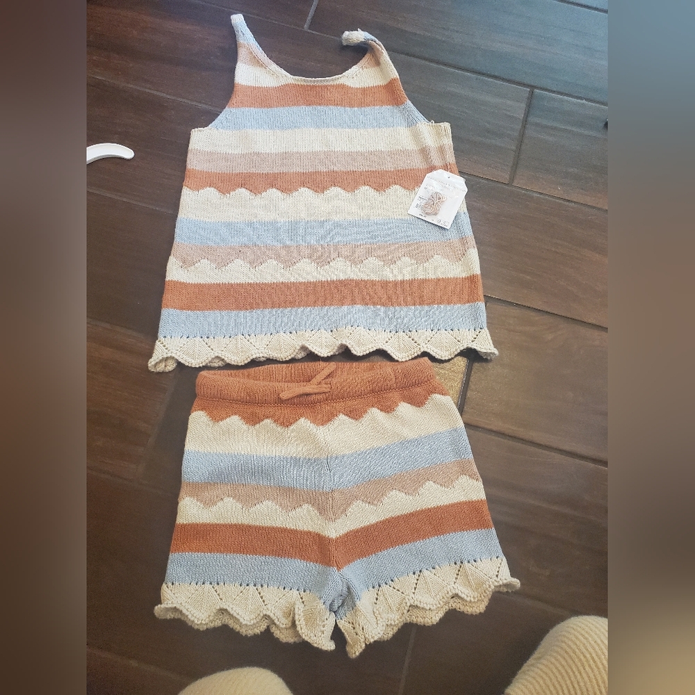 Striped Knit Tank and Shorts Set Size 5 T Girls New With Tags